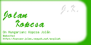 jolan kopcsa business card